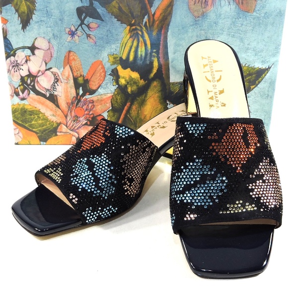 ALESSANDRO DI MARIA 🇮🇹 WOMEN'S BLACK SUEDE SUMMER COMFORT MULES - Picture 8 of 10